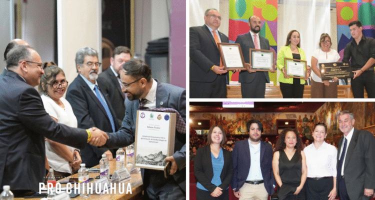 Tres escenas del evento en el Paraninfo: entrega de la declaratoria como Santuario de Murciélagos